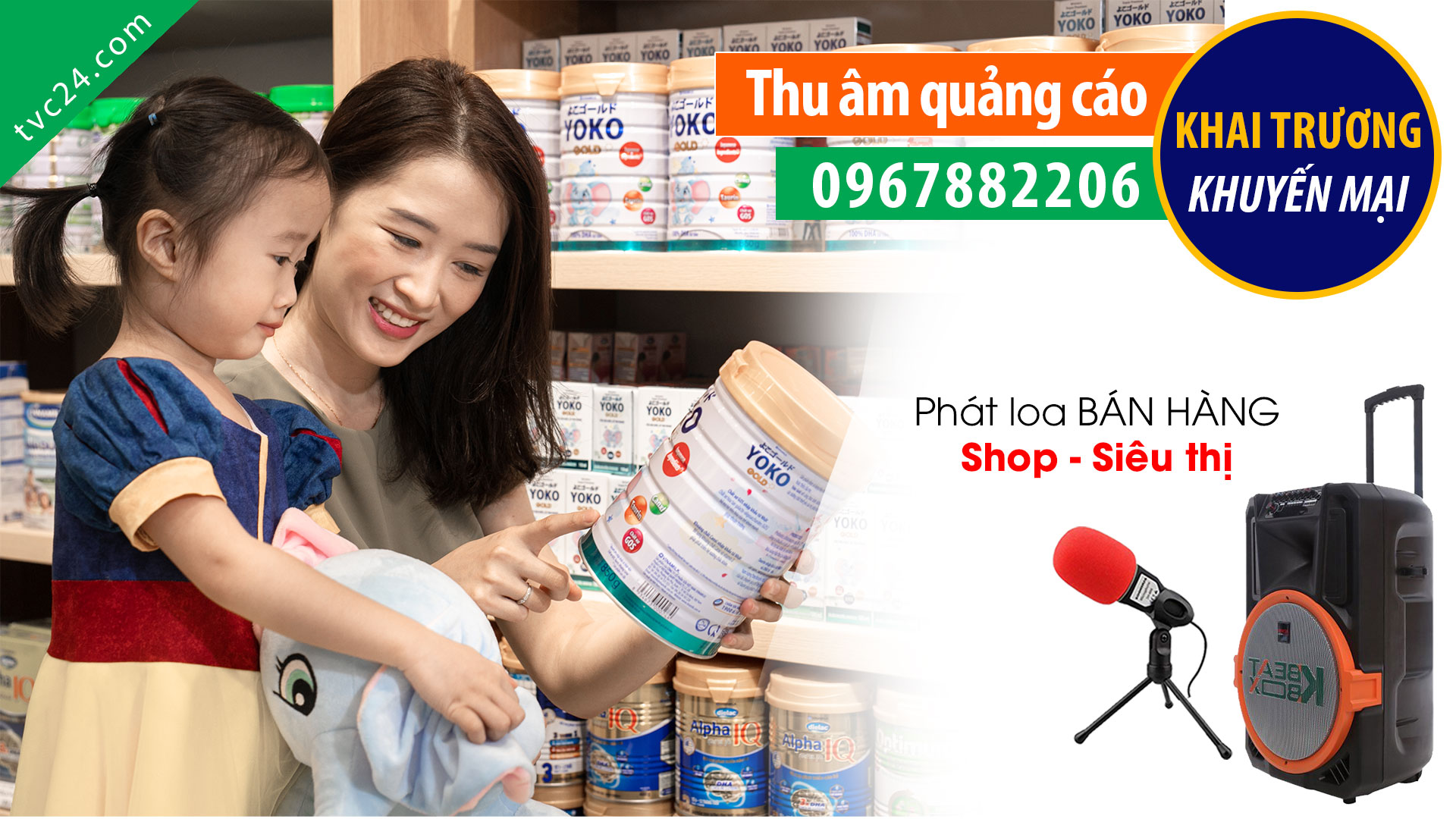 Thu âm khai trương Thế giới sữa bỉm Thanh Phương MC quảng cáo TVC24