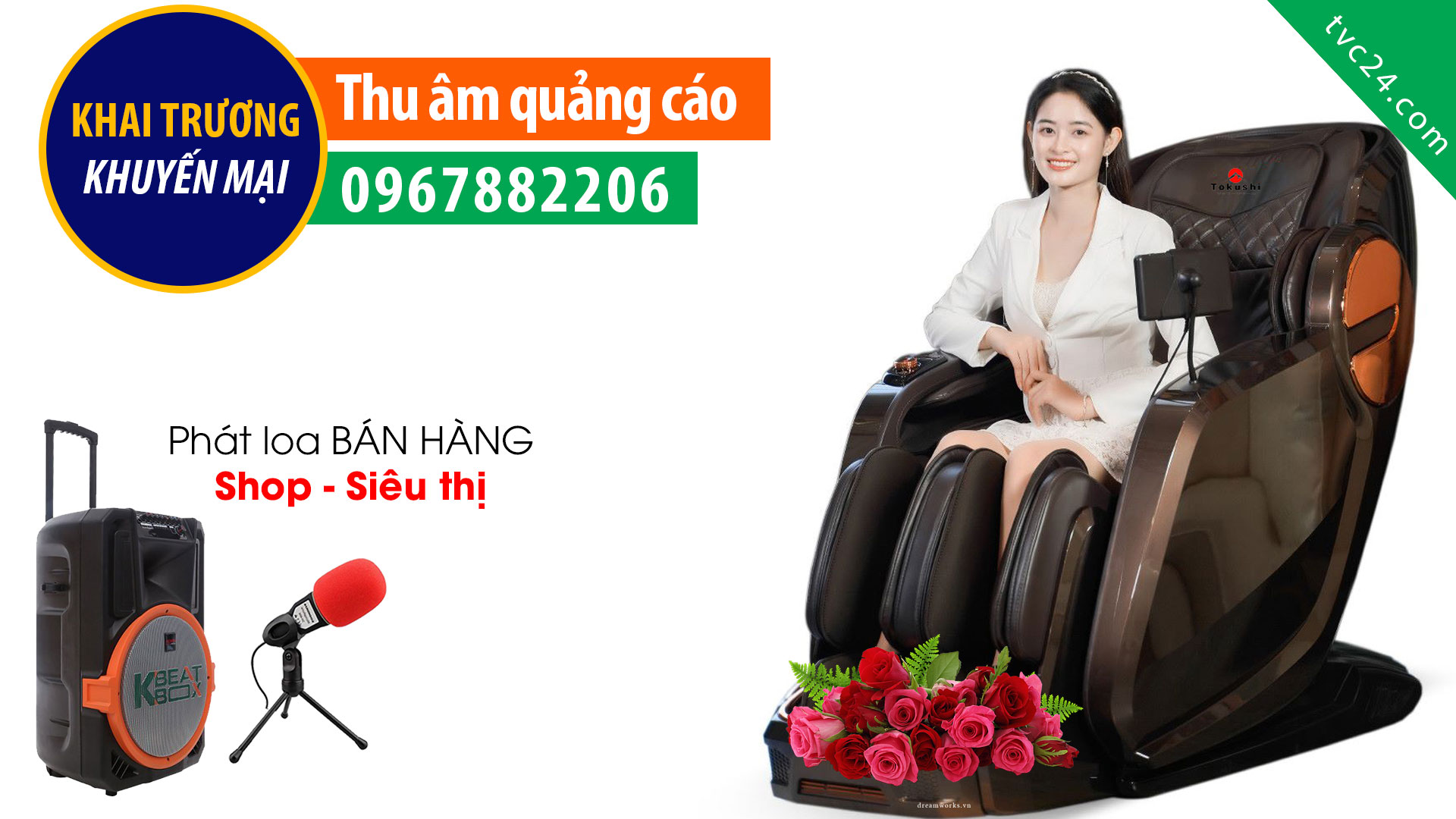Thu âm quảng cáo ghế massage Tokushi Chương Mỹ Hà Nội