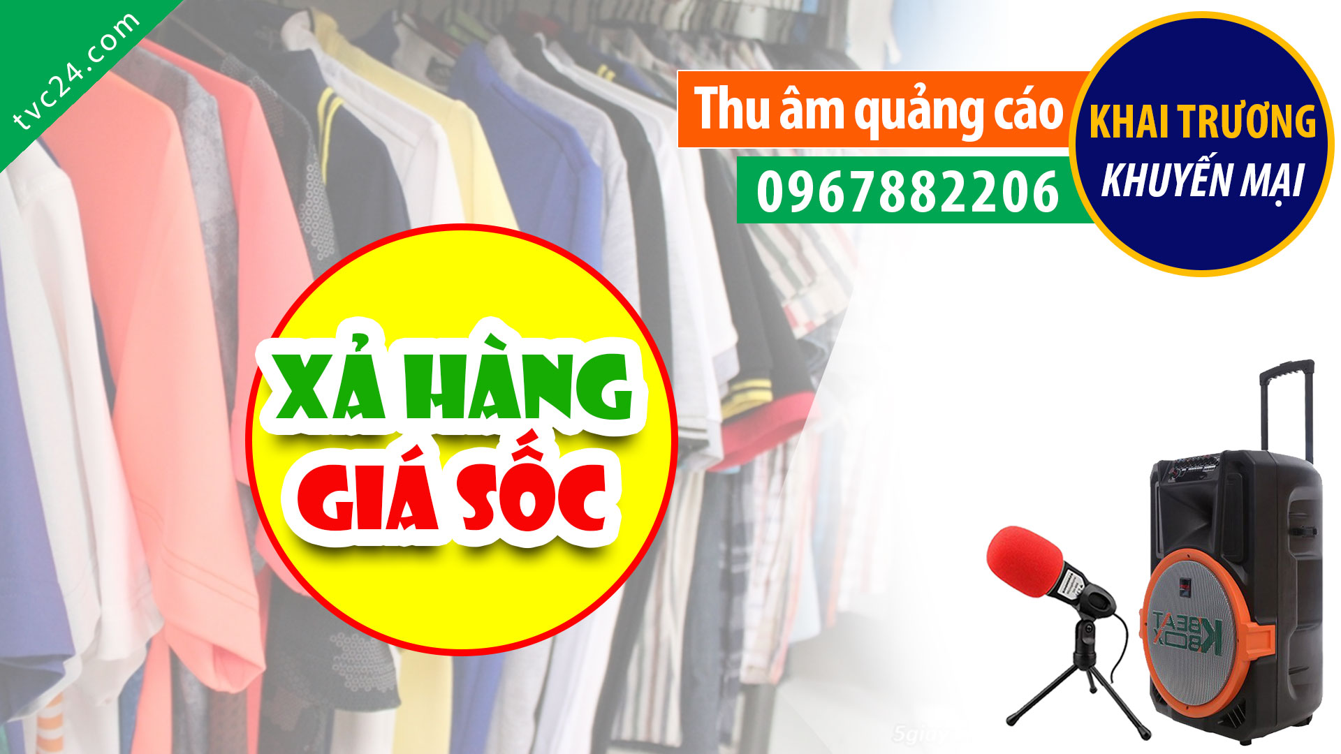 Ghi âm quảng cáo xả hàng shop Thời trang nam Hoàng Phúc MC phát thanh TVC24