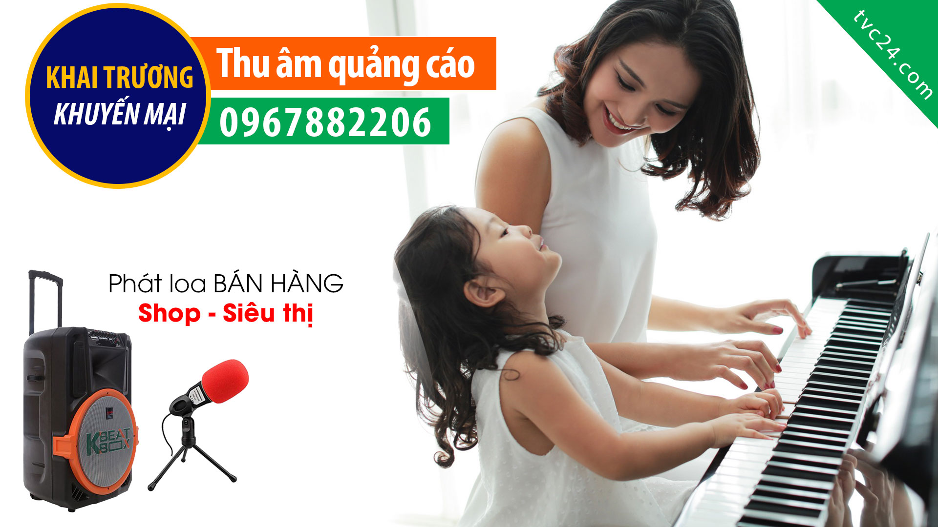Thu âm quảng cáo khai trương Trung tâm PianoTiến Bình MC nữ