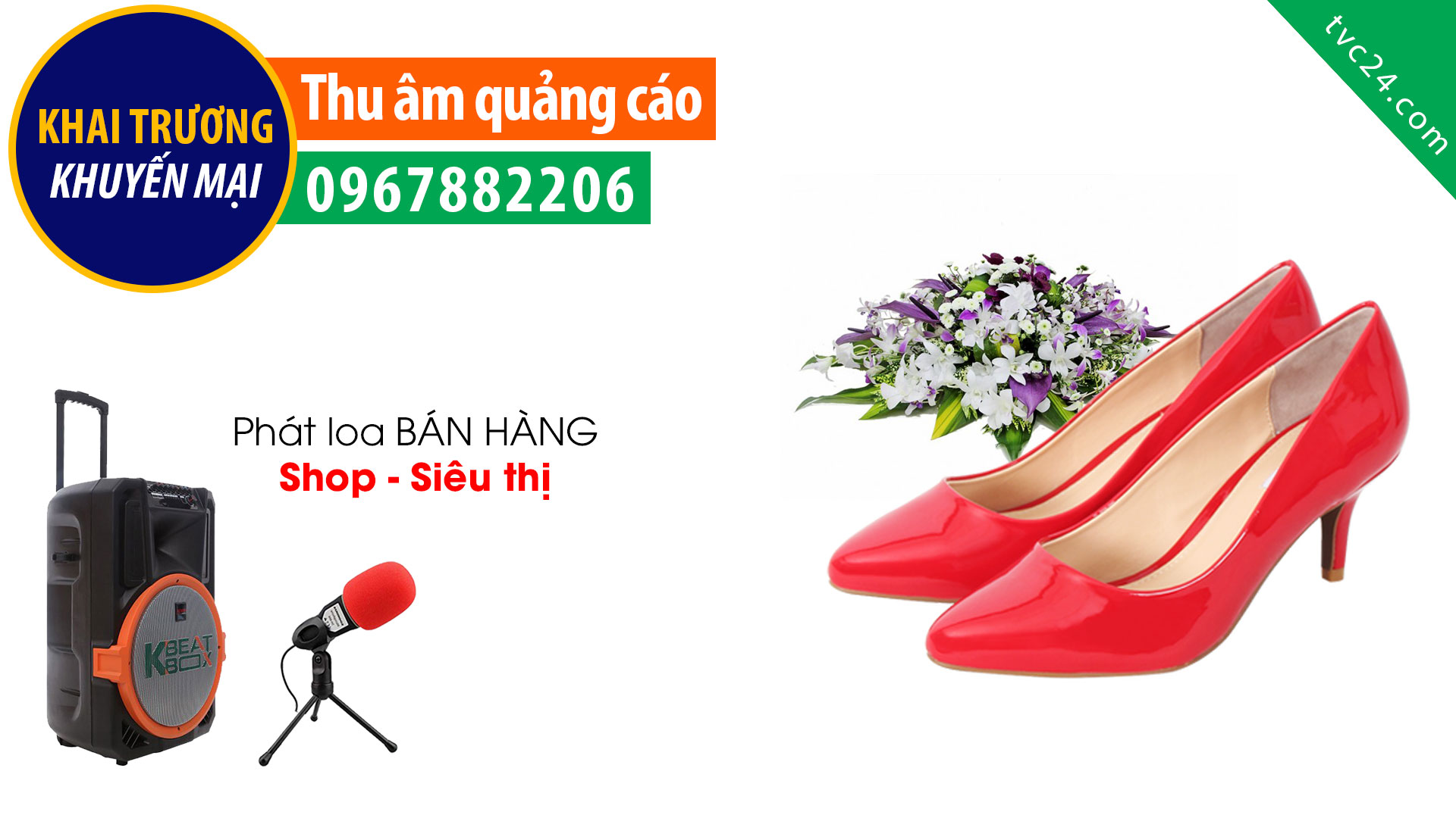 Thu âm quảng cáo gian hàng giày dép giảm giá 10k 1 đôi