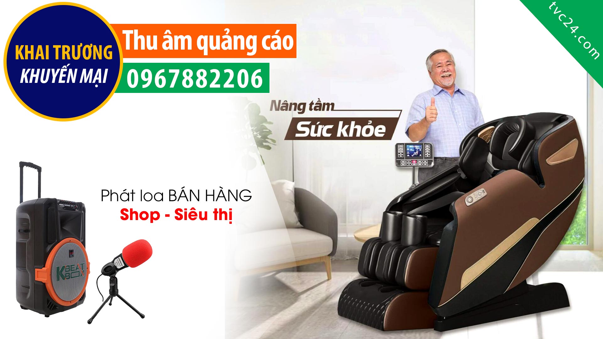 Thu âm Khai trương cửa hàng ghế masage OKINAWA Giọng MC Nữ