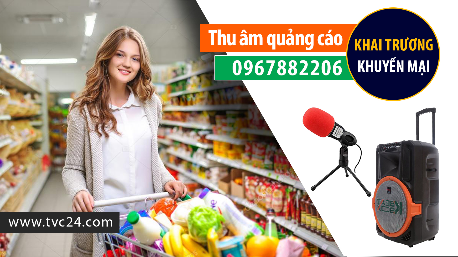 Thu âm, ghi âm quảng cáo khai trương khuyến mại Siêu thị Mini Mart Khang Lâm