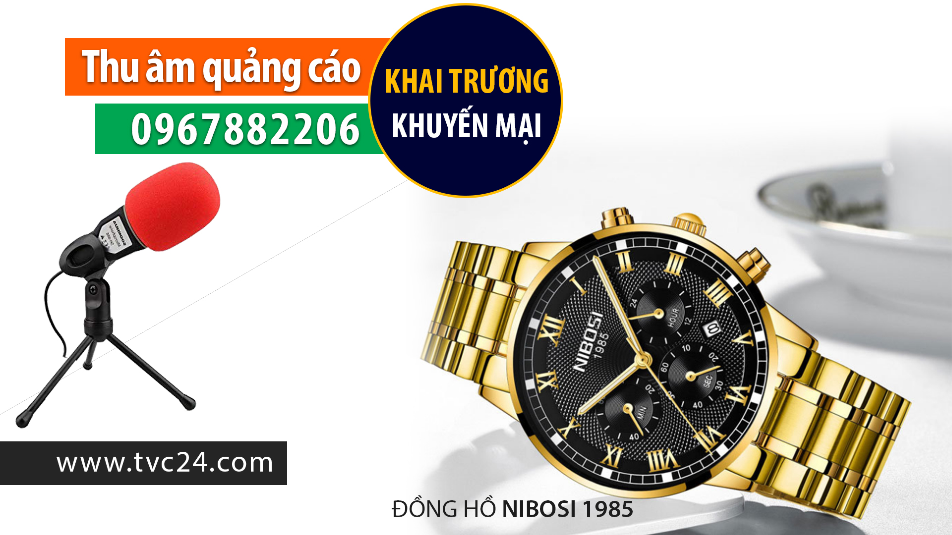 Thu âm, ghi âm quảng cáo đồng hồ cao cấp NiBoSi 1985 Phòng thu âm ghi âm TVC24