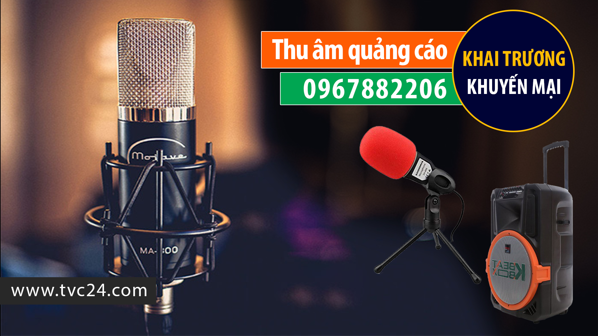 Thu âm quảng cáo ghi âm khai trương khuyến mại cửa hàng Phát Tài MC nam giọng miền Nam