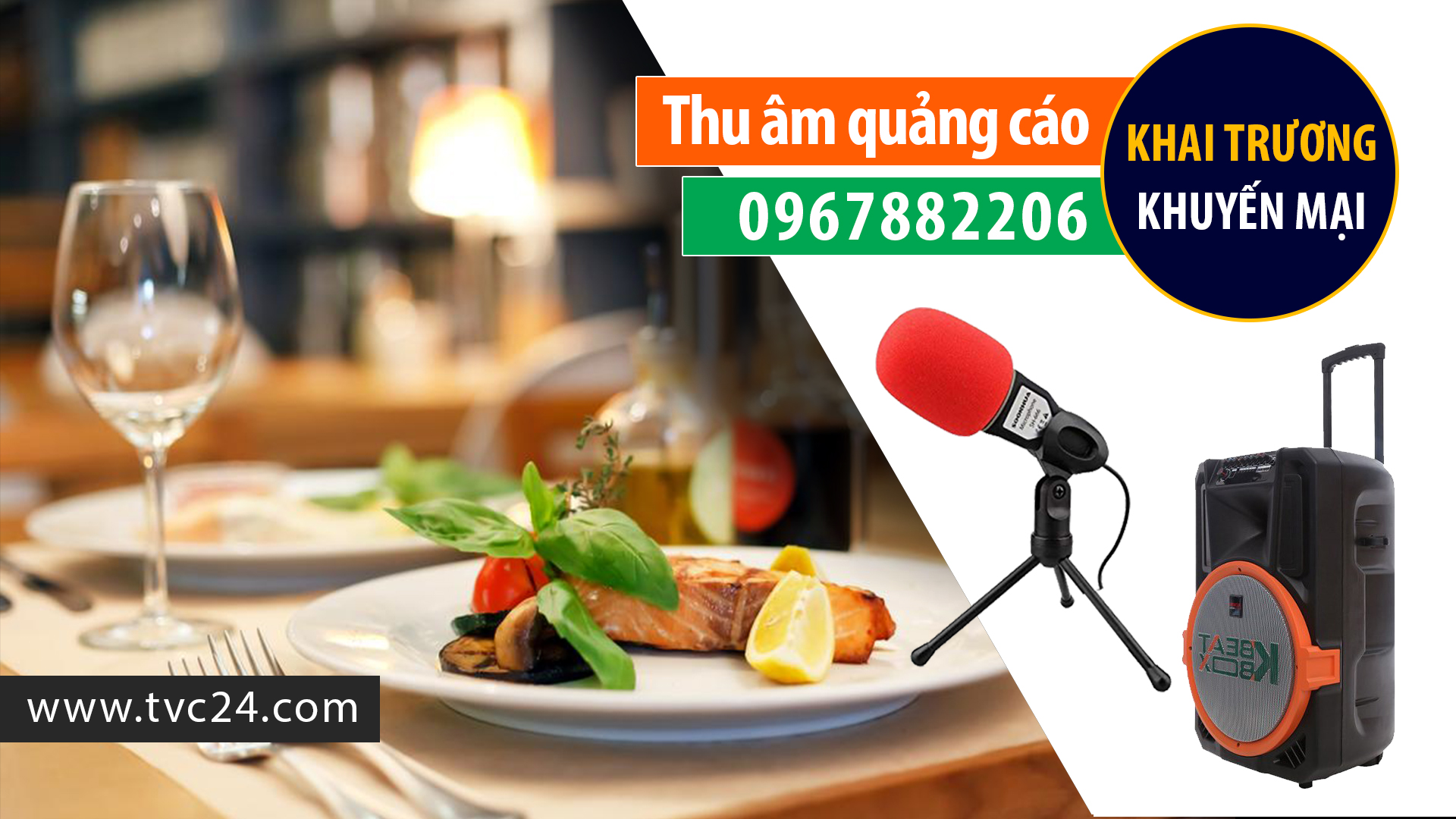 Thu âm quảng cáo ghi âm khai trương khuyến mại nhà hàng Cửu Long Ngữ