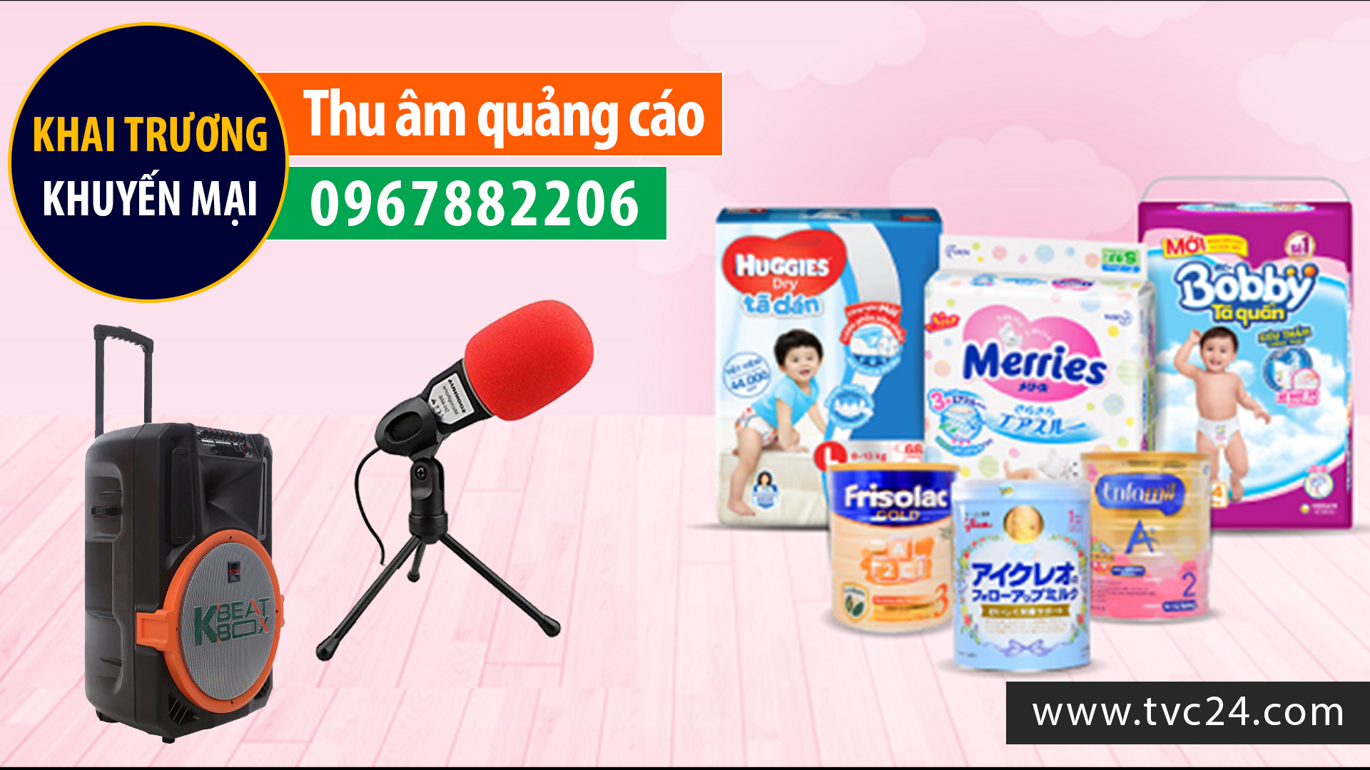 Thu âm quảng cáo ghi âm khai trương khuyến mại Shop Sữa Bỉm Thanh Xuân Baby Giọng Nữ miền bắc