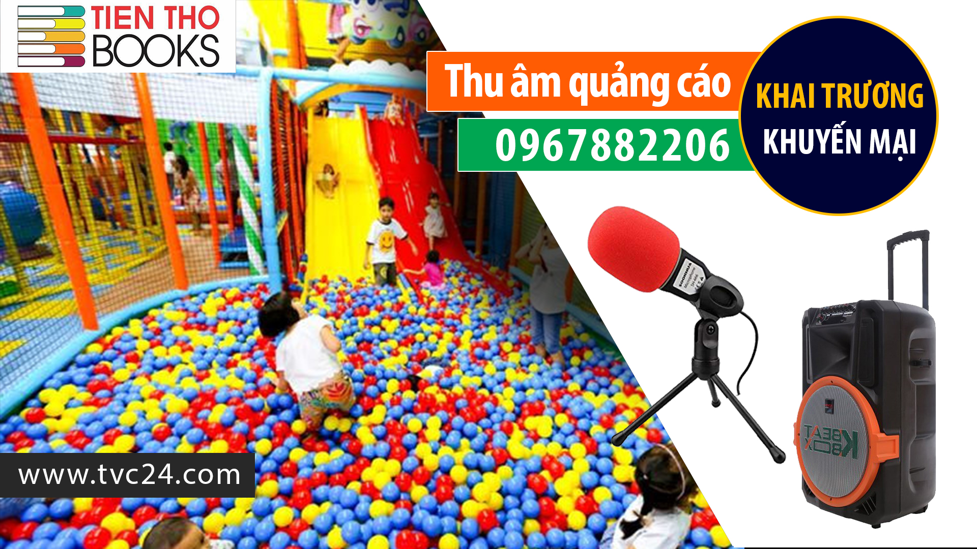 Thu âm quảng cáo ghi âm khai trương khuyến mại Nhà Sách Tiến Thọ trung thu 2019