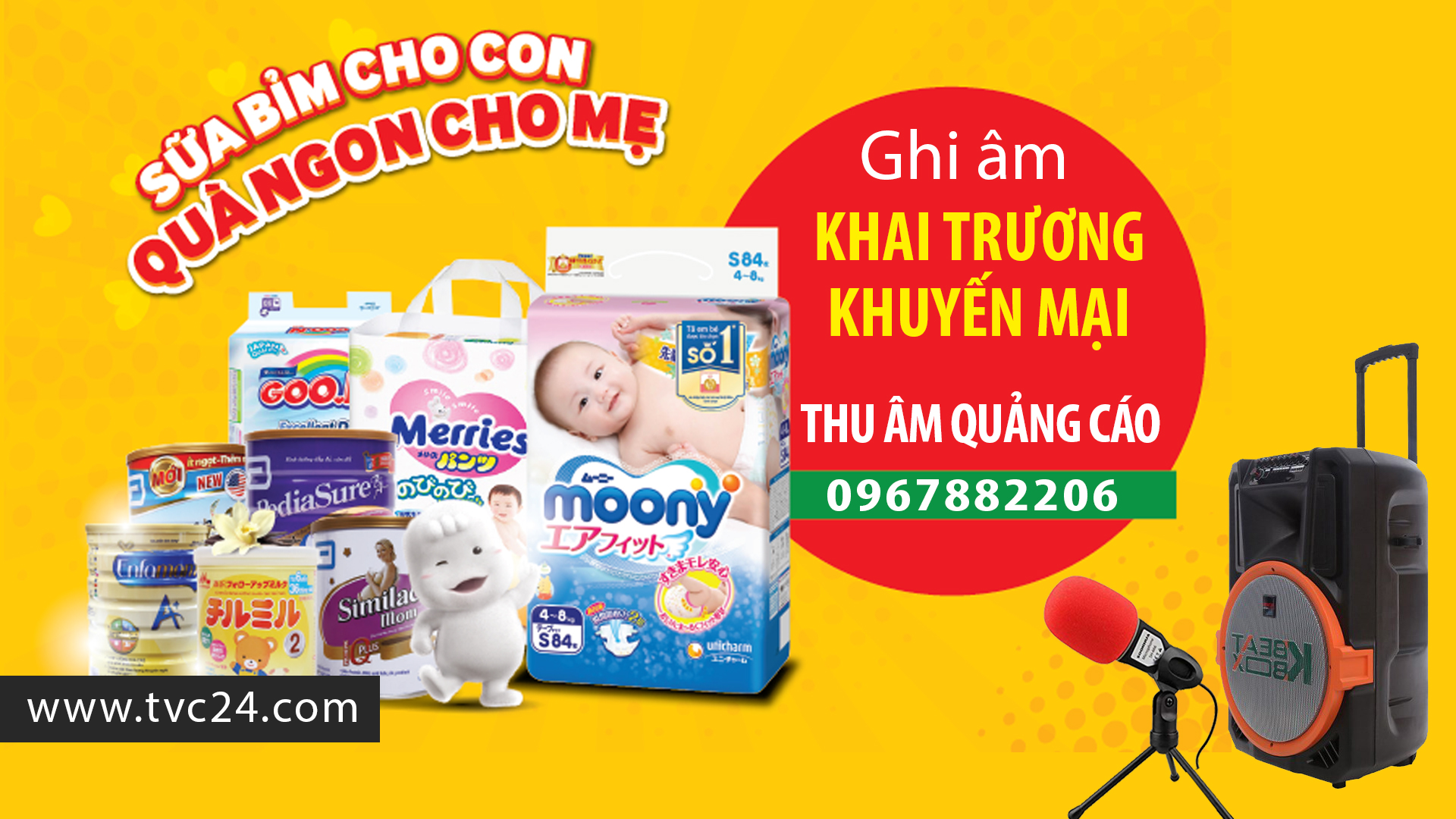 Thu âm quảng cáo ghi âm khai trương Thế giới bỉm sữa Bảo Giang - MC nữ giọng miền Bắc