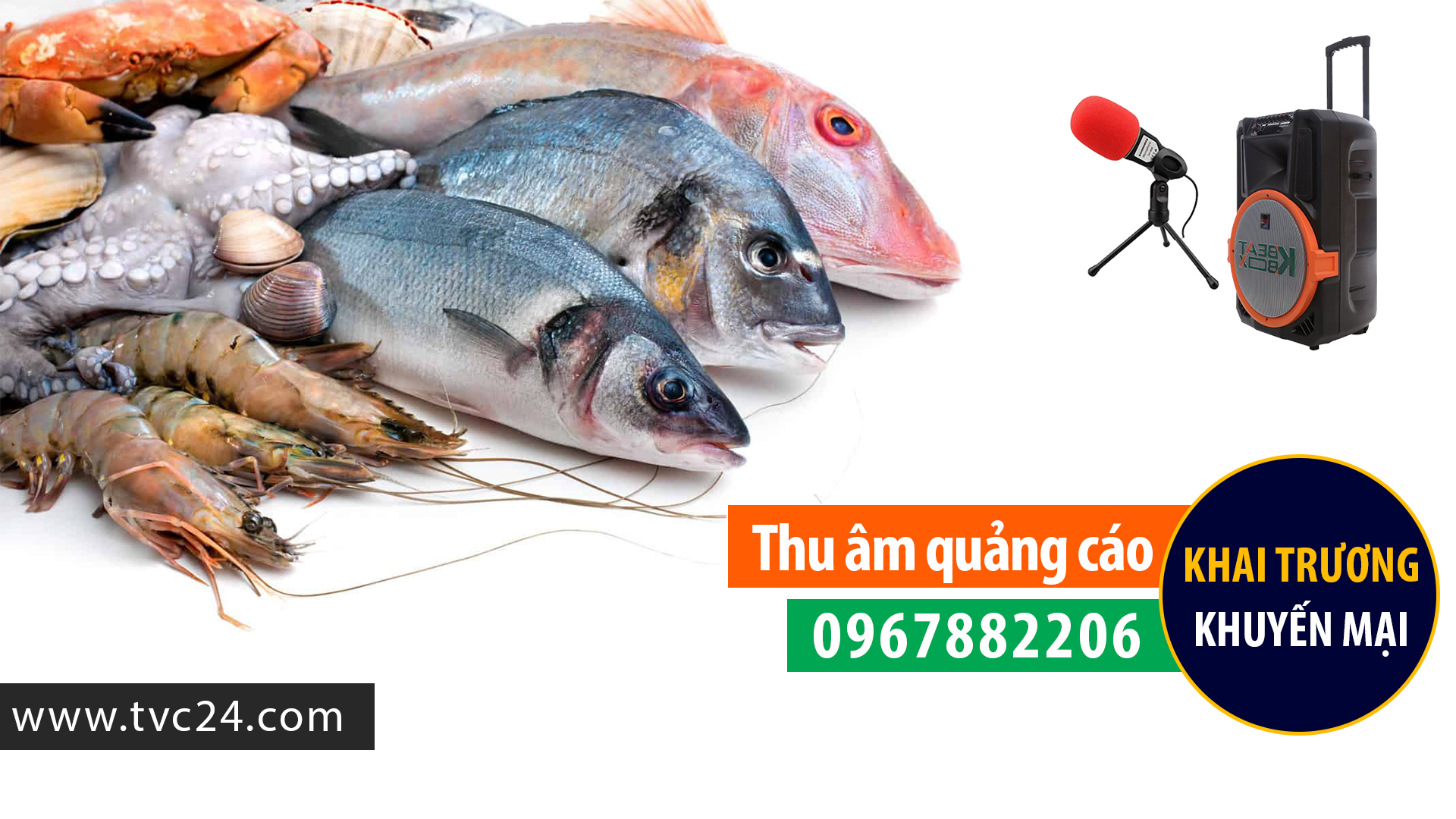 Thu âm phát loa quảng cáo chợ hải sản Phú Vân - Giọng đọc MC nam miền Bắc