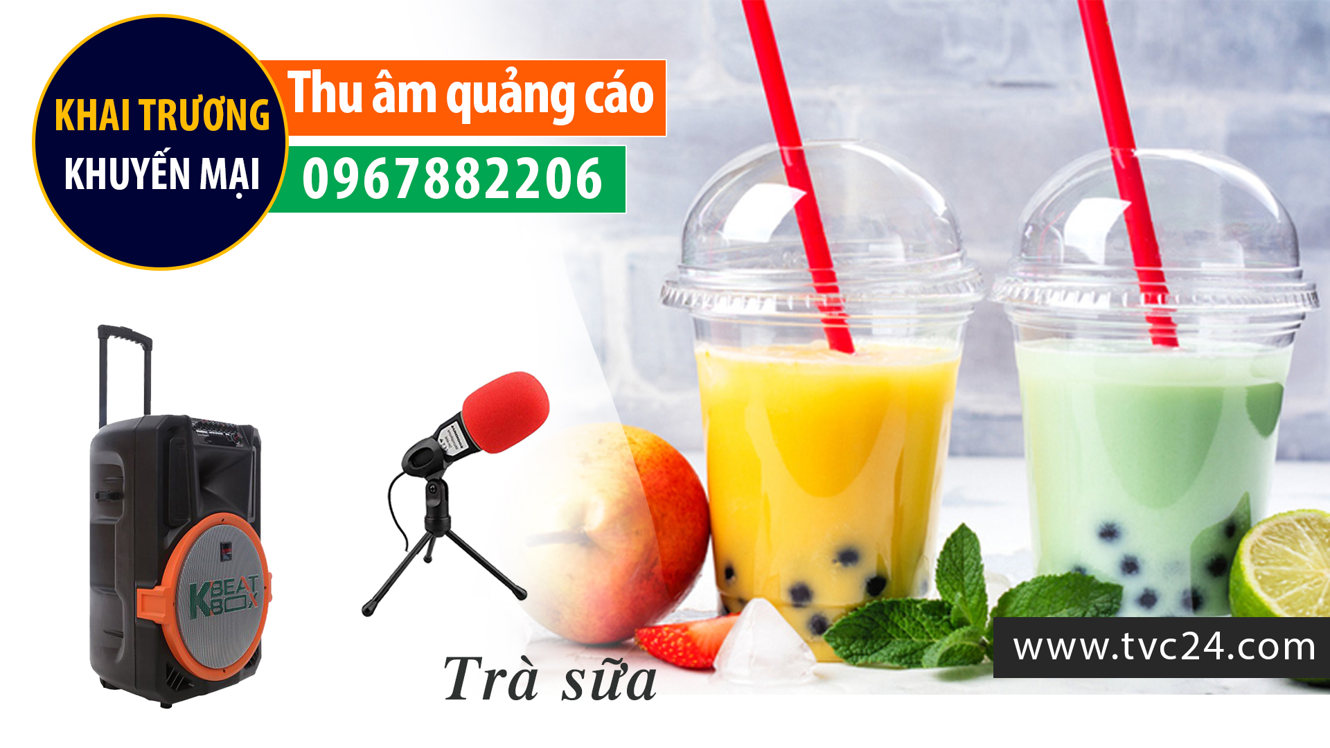 Thu âm quảng cáo Trà sữa trà trái cây 1 Đô tea Ghi âm khai trương khuyến mại đọc lời bình video TVC