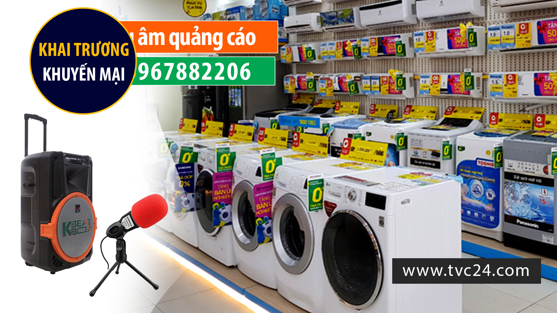 Thu âm cửa hàng điện máy gas và bếp gas Lập Dinh giọng MC đài VTV