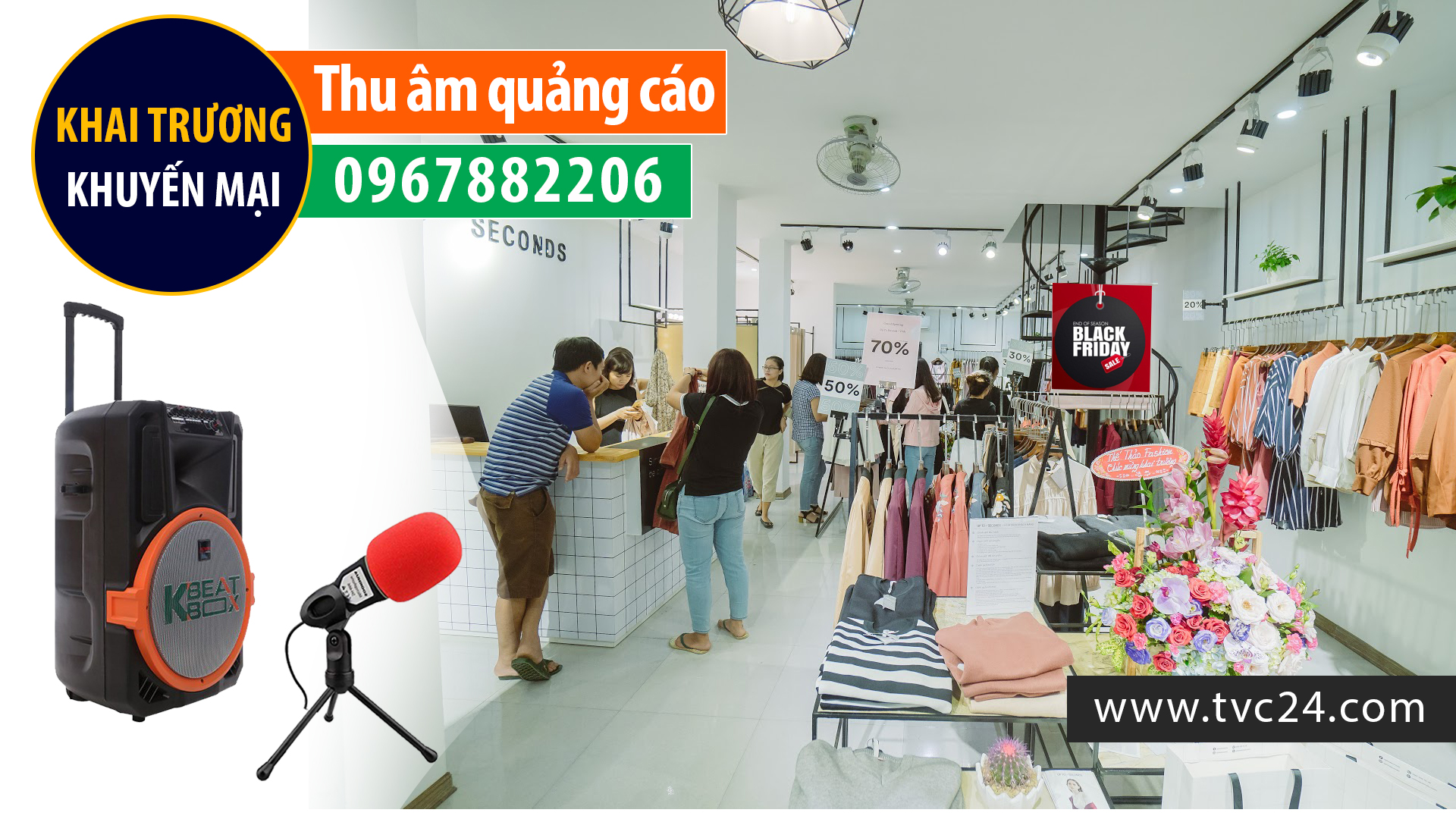 Ghi âm quảng cáo thời trang Up to Seconds ưu đãi khuyến mại ngày Black Friday