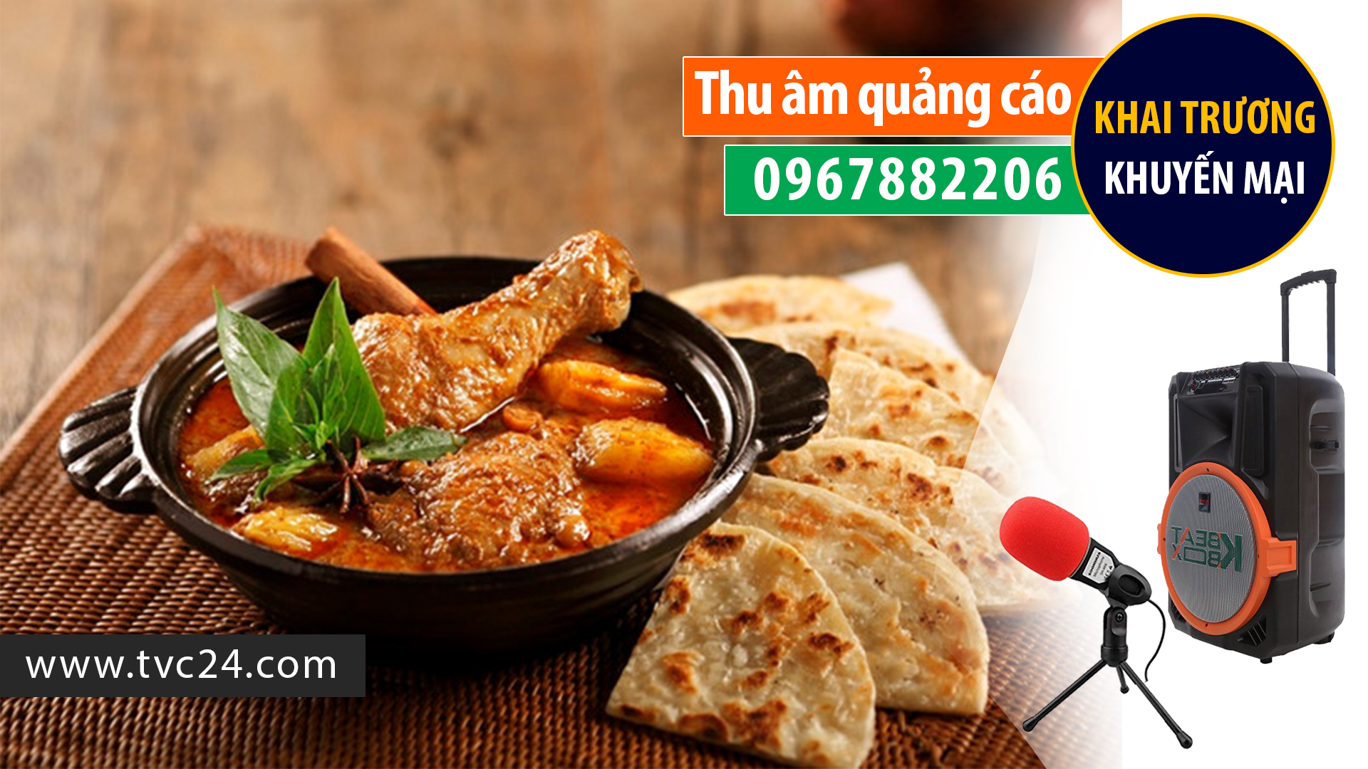 Thu âm quảng cáo Nhà hàng Ẩm thực Quảng ghi âm phát loa khuyến mại