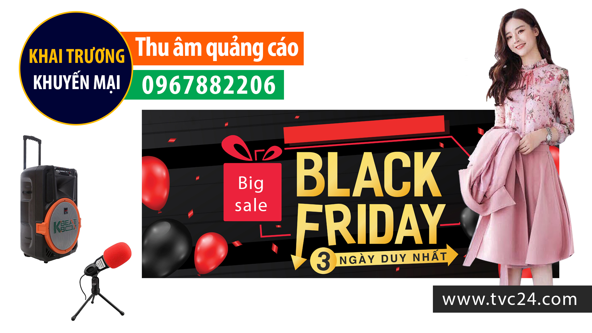 Thu âm quảng cáo khuyến mại Black Friday thời trang Mây giọng MC nữ đài VTV