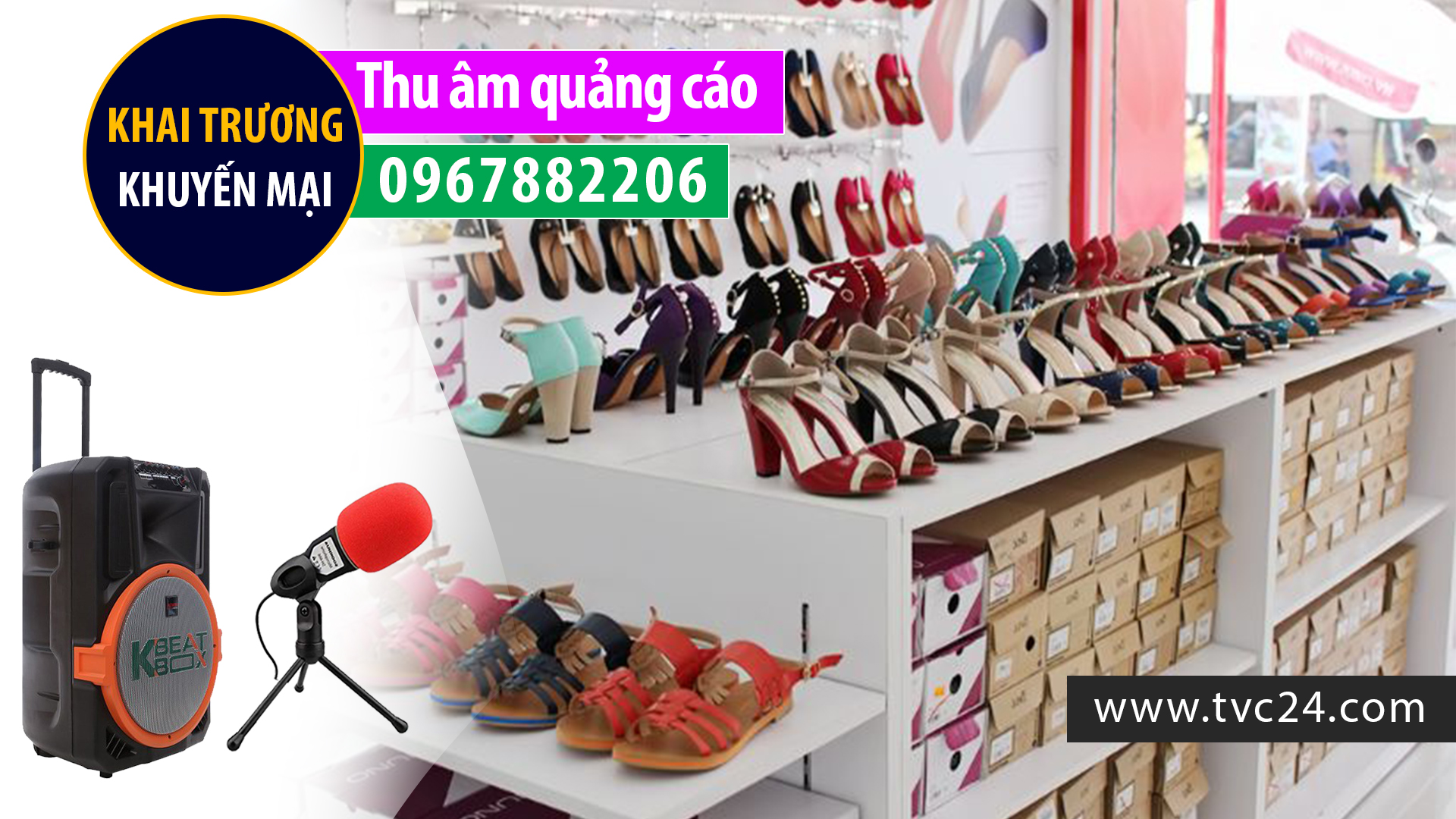 Thu âm quảng cáo ghi âm rao bán quần áo giầy dép phát loa khuyến mại giọng MC nữ đài VTV