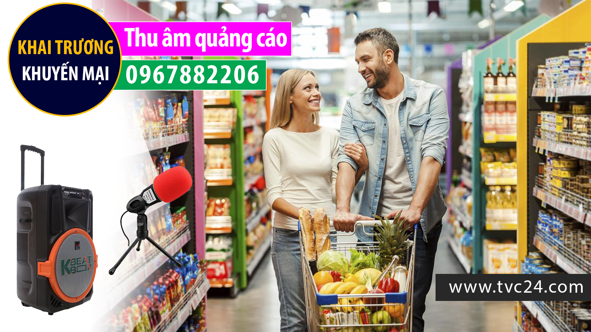 Ghi âm quảng cáo Siêu thị Trung Vân thu âm khuyến mại khai trương 0967882206