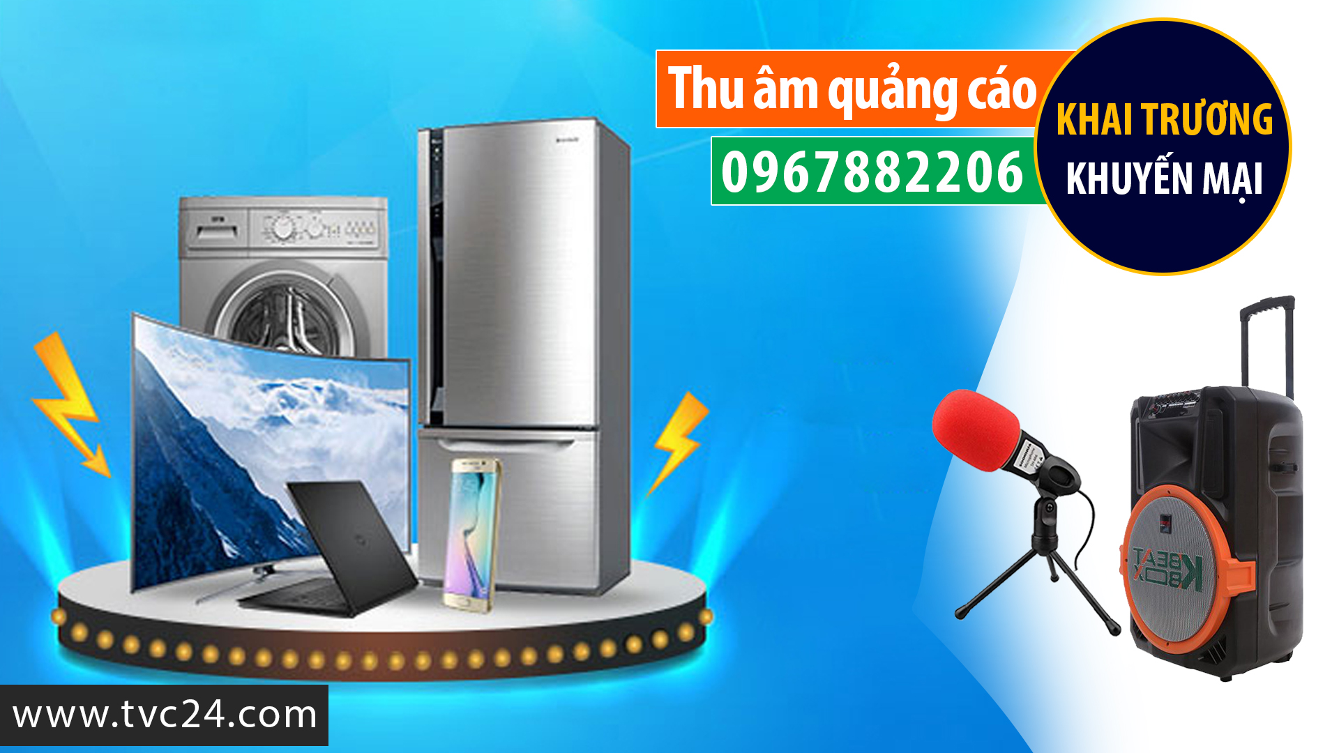 Thu âm Điên máy Quang Anh ghi âm khai trương khuyến mại giọng MC đài VTV HTV