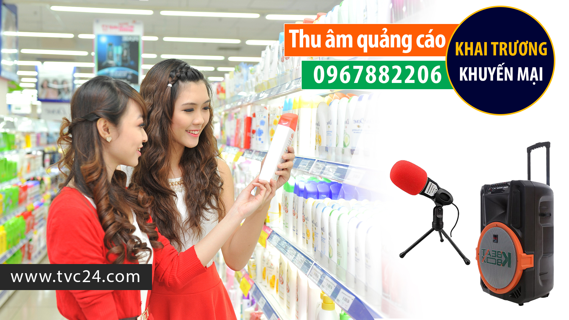 Thu âm quảng cáo khai trương siêu thị TH mart