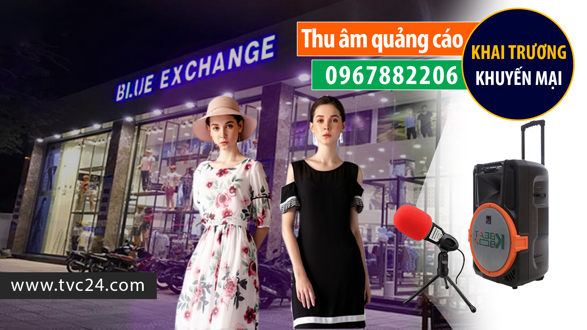 Thu âm quảng cáo cửa hàng Thời trang The Blues Blue Exchange giọng MC nữ VTV