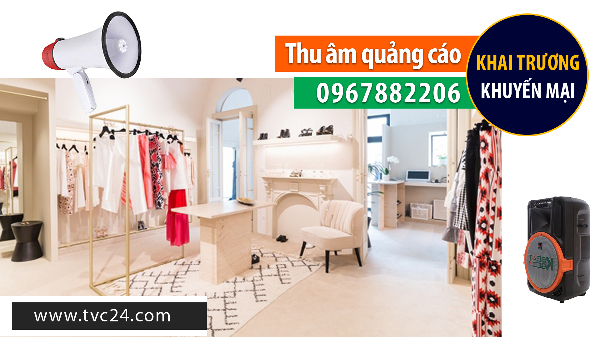 Thu âm, ghi âm quảng cáo khuyến mại xả hàng shop thời trang Phương Tây