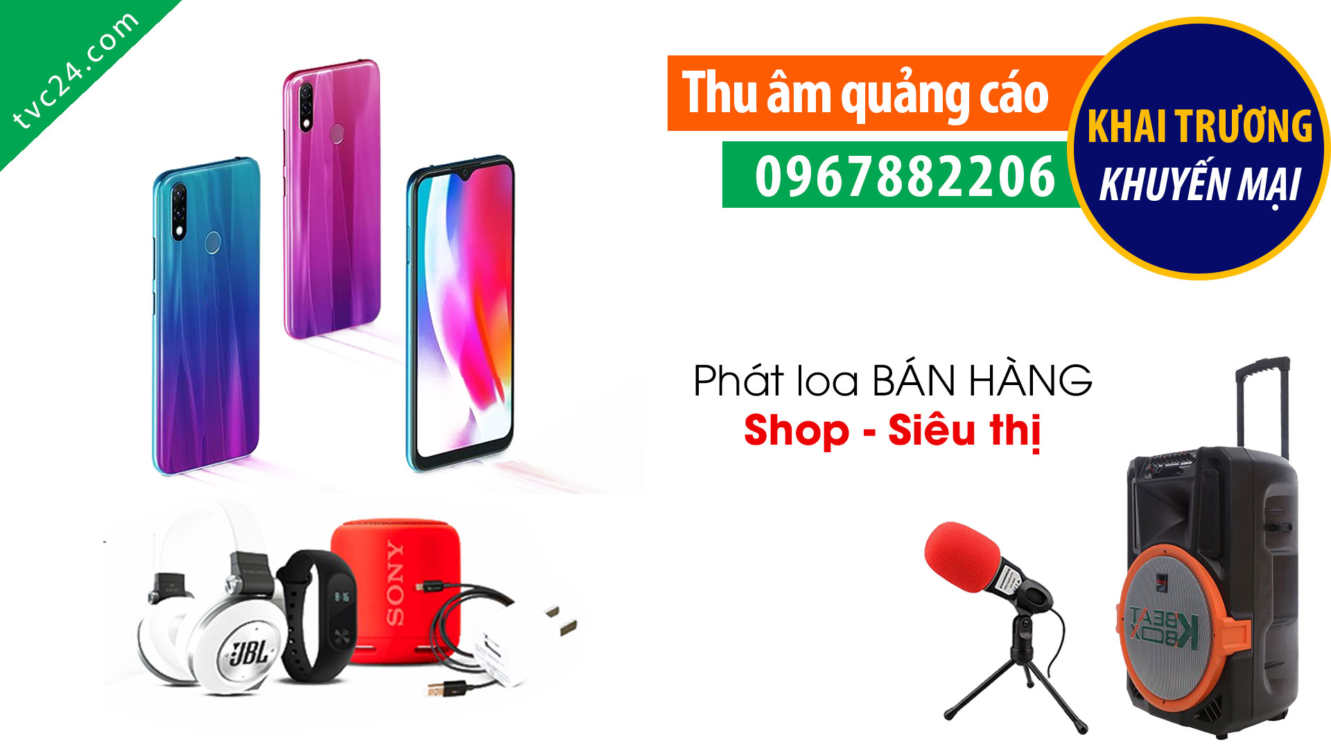 Thu âm quảng cáo cửa hàng điện thoại Lý Thu mobile TVC24 ghi âm phát loa