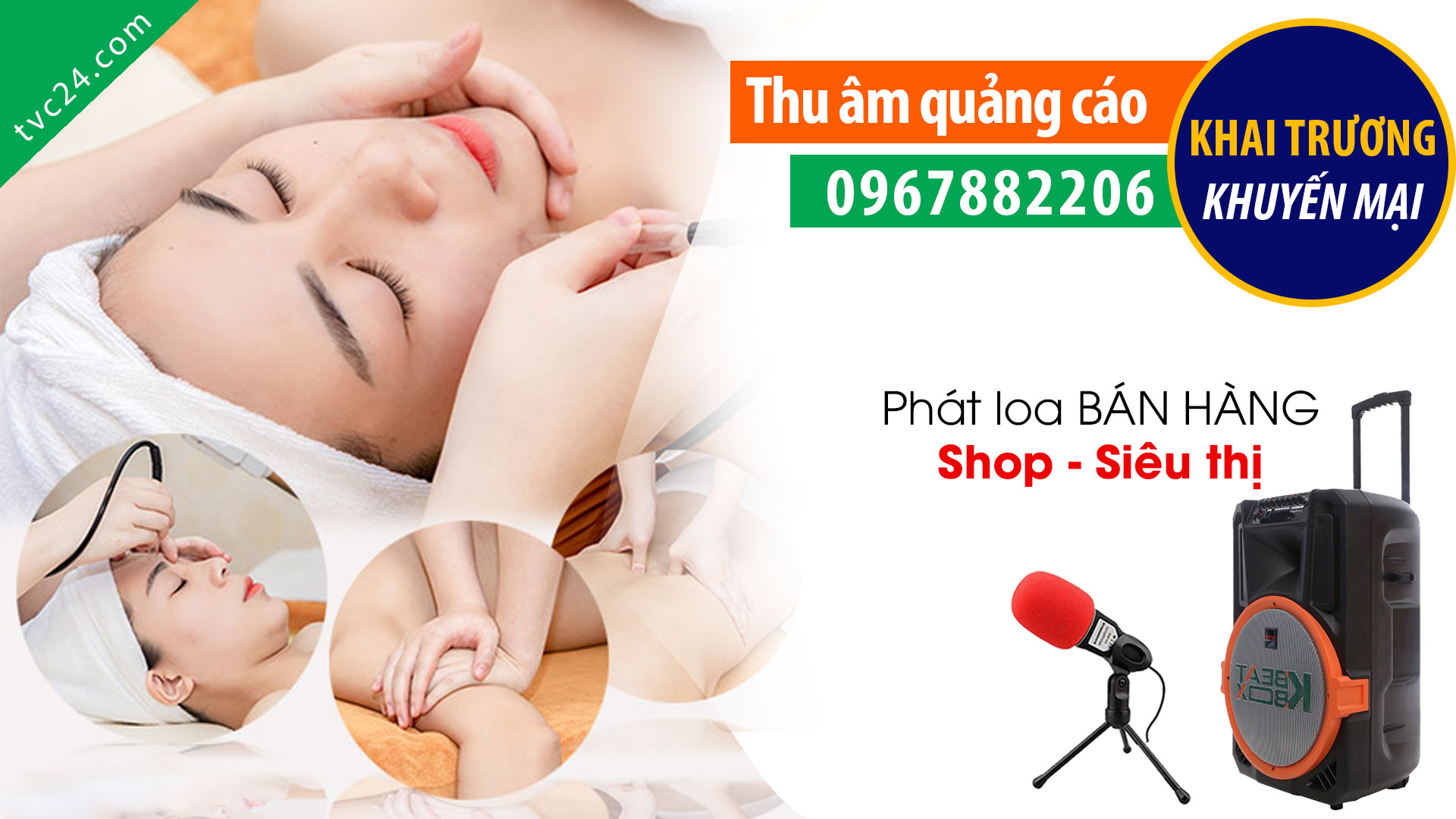 Thu âm khai trương Spa Thủy Beauty MC đọc phát loa khuyến mại
