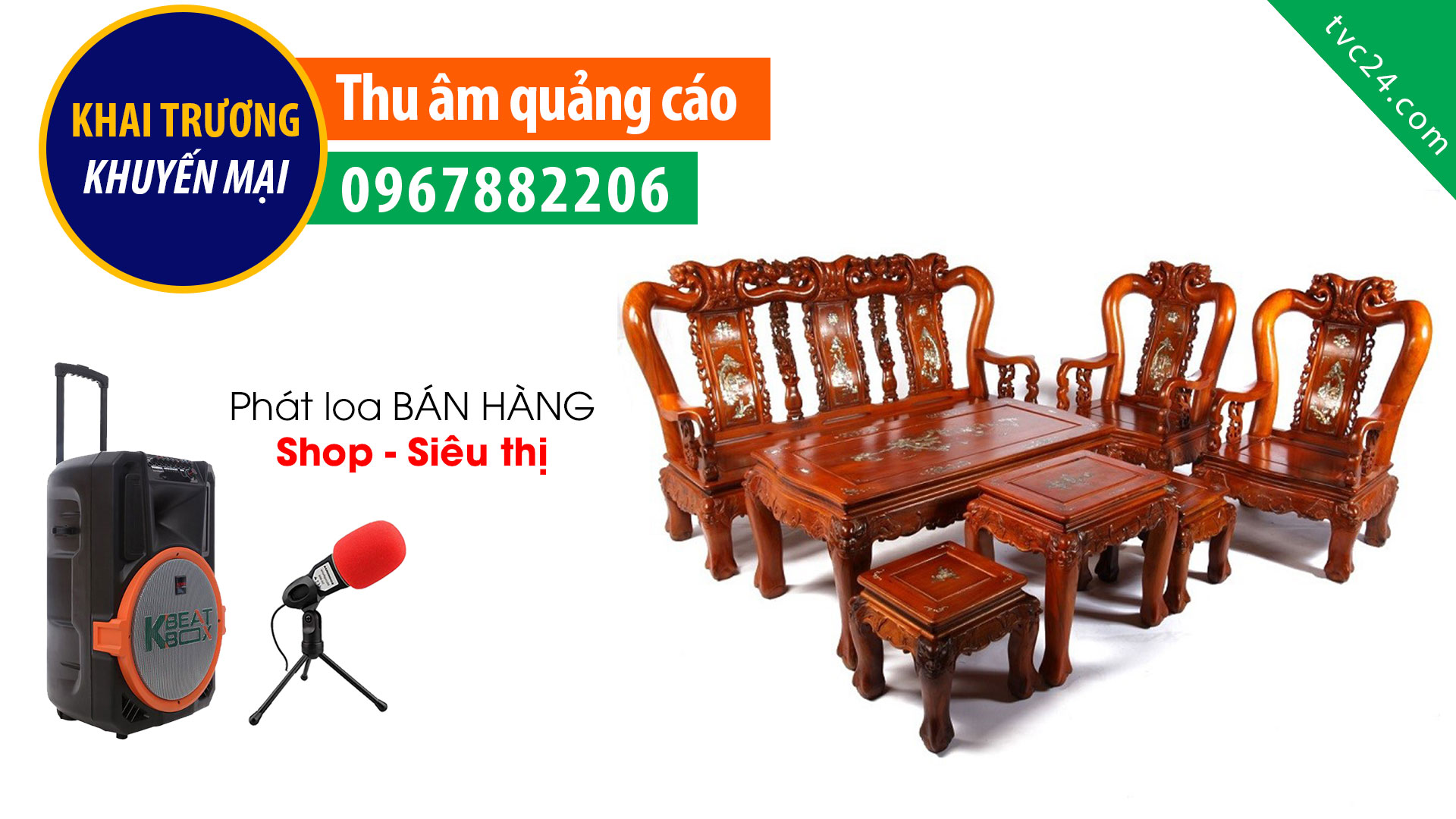 Thu âm quảng cáo nội thất Tân Gia Phát MC đọc khuyến mại bán hàng