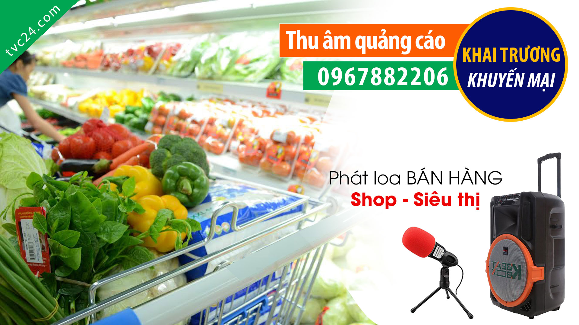 Thu âm quảng cáo siêu thị Ngọc Điệp mart MC đọc phát loa khuyến mại