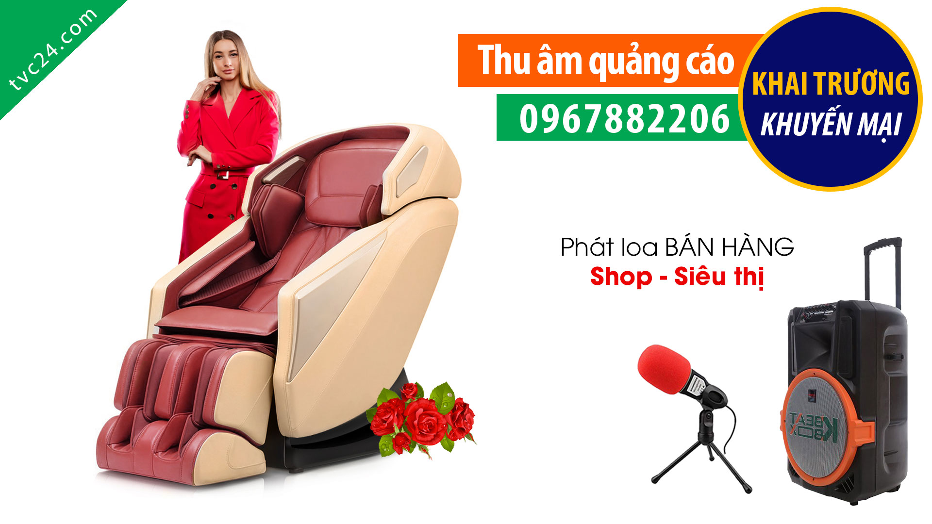 Thu âm quảng cáo showroom ghế massage Hải Hậu Phát loa Siêu khuyến mại