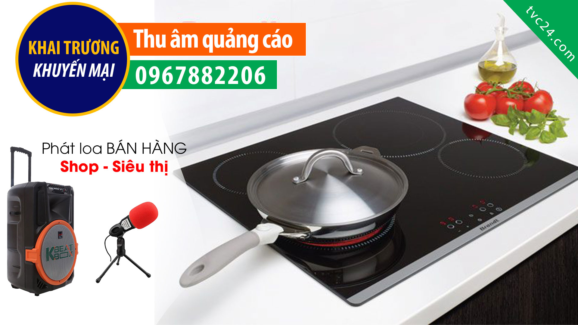 Thu âm quảng cáo Siêu thị bếp Hằng Thiện TVC24 ghi âm khai trương KHUYẾN MẠI