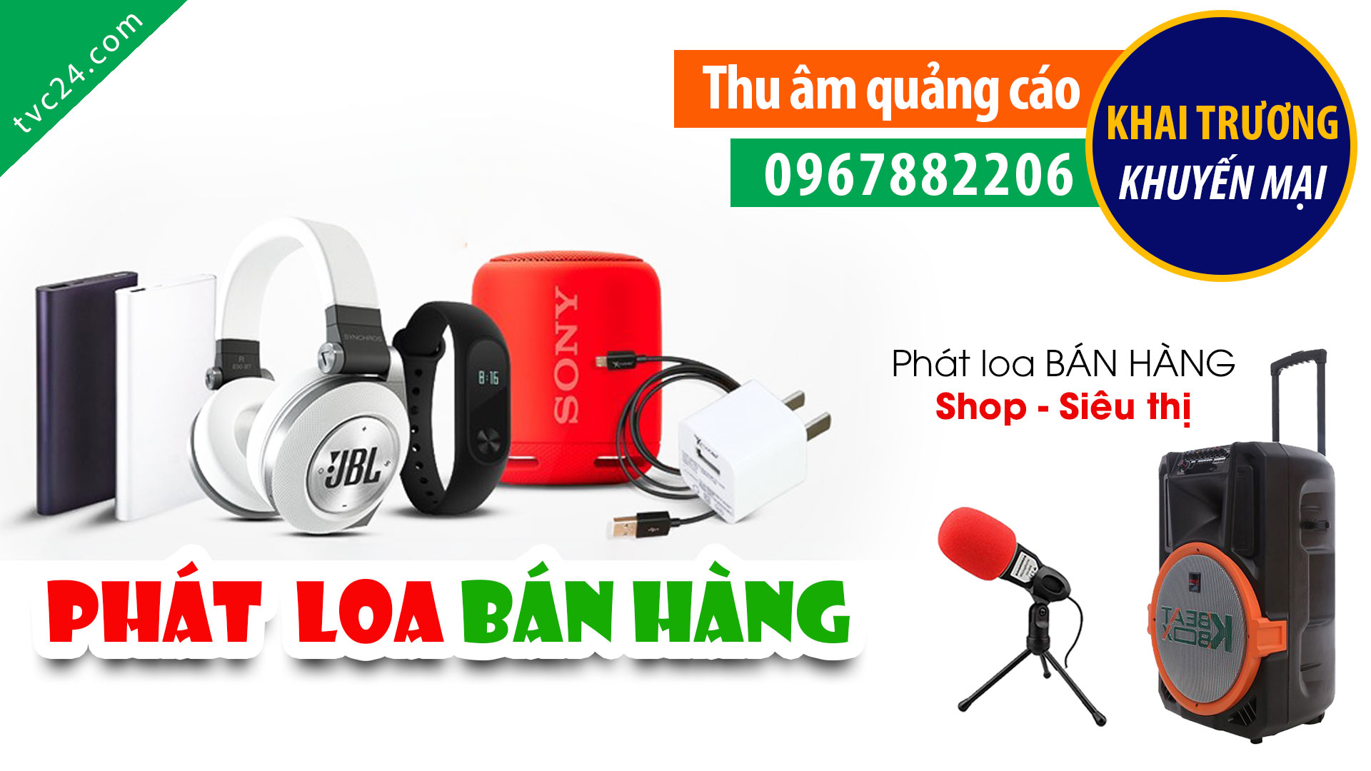 Thu âm quảng cáo phụ kiện điện thoại Cao Sáng MC đọc phát loa