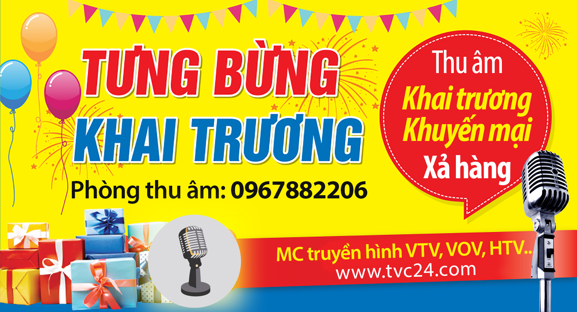 Thu âm quảng cáo, Khai trương, Khuyến mại, Xả hàng, Shop thời trang, cửa hàng, siêu thị, trung tâm thương mại