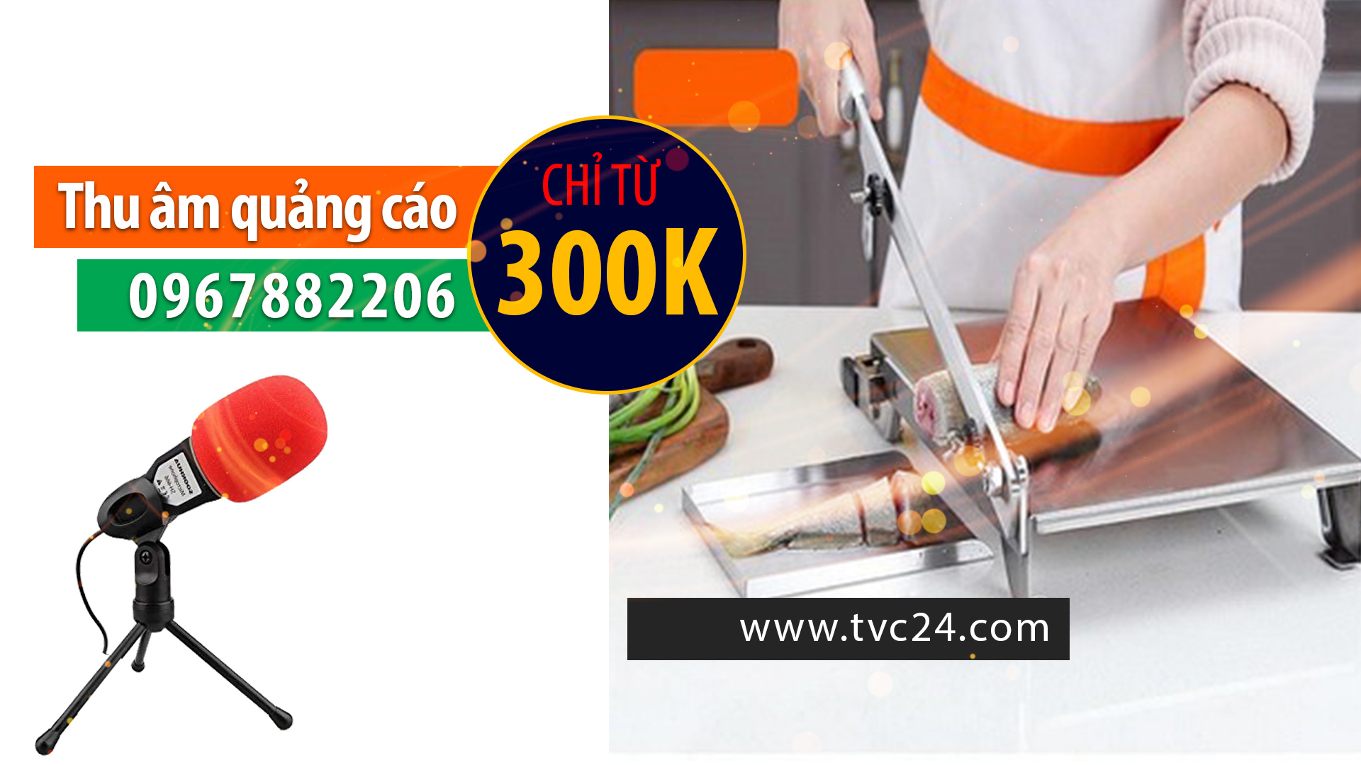 Thu âm quảng cáo tại điểm bán máy cắt thịt đa năng COOKEASY