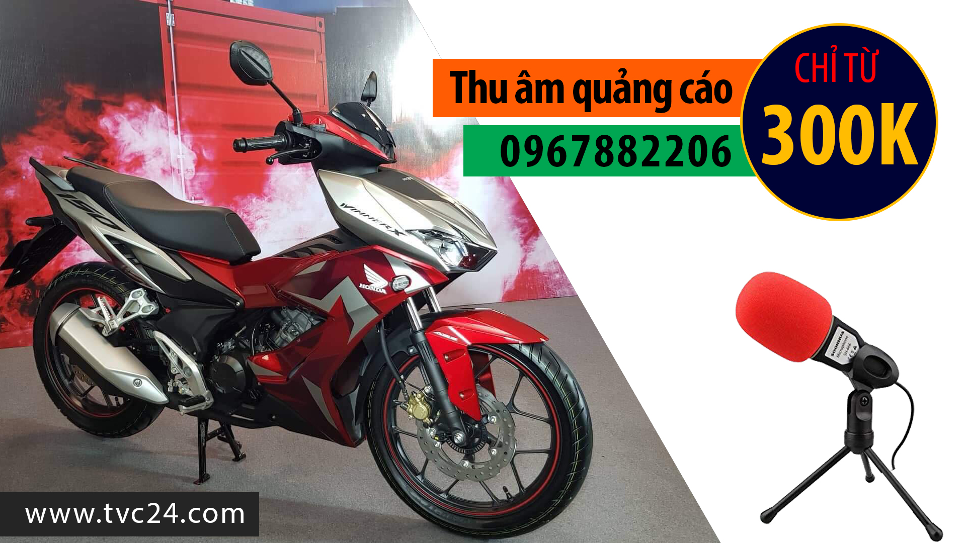 Thu âm quảng cáo khai trương khuyến mại cửa hàng xe máy Honda Winner X 2019